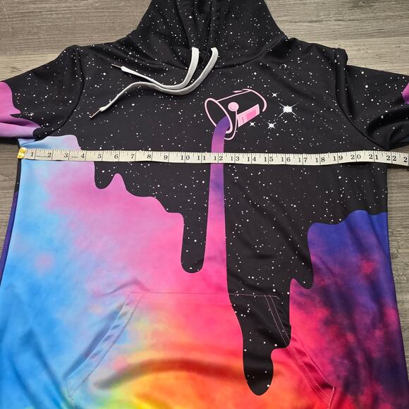 Retro Multicolor Spilled Paint Graphic Print Hoodie Long Sleeve Sweater Shirt - Picture 6 of 8